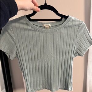 Short Sleeve Ribbed Top in Sage
